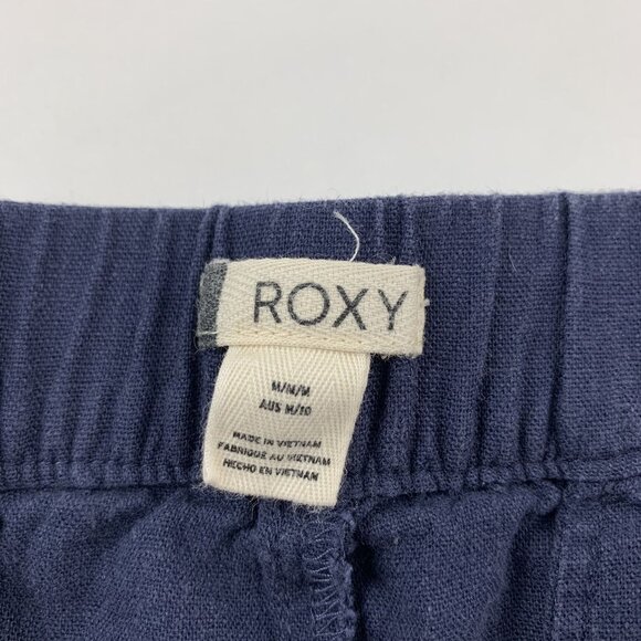 Roxy Navy Blue Linen Slim leg Lounge Pant M - Picture 3 of 7